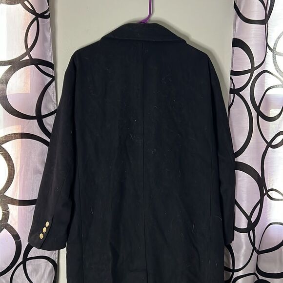 Moussy Vintage Black Trench Overcoat Size Small with Nautical Gold Buttons - Picture 11 of 13